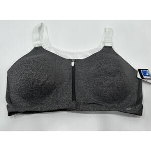 LAYER 8 MAXIMUM SUPPORT SIZE 2XL Sports Bra HEATHER GRAY Fitted Front Zipper NWT